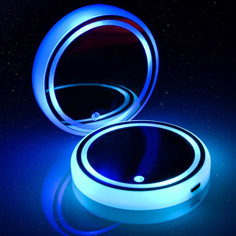 Coaster / Tatakan Gelas / Botol Minum Anti slip Dengan Lampu LED Warna-Warni Tenaga USB Untuk Mobil