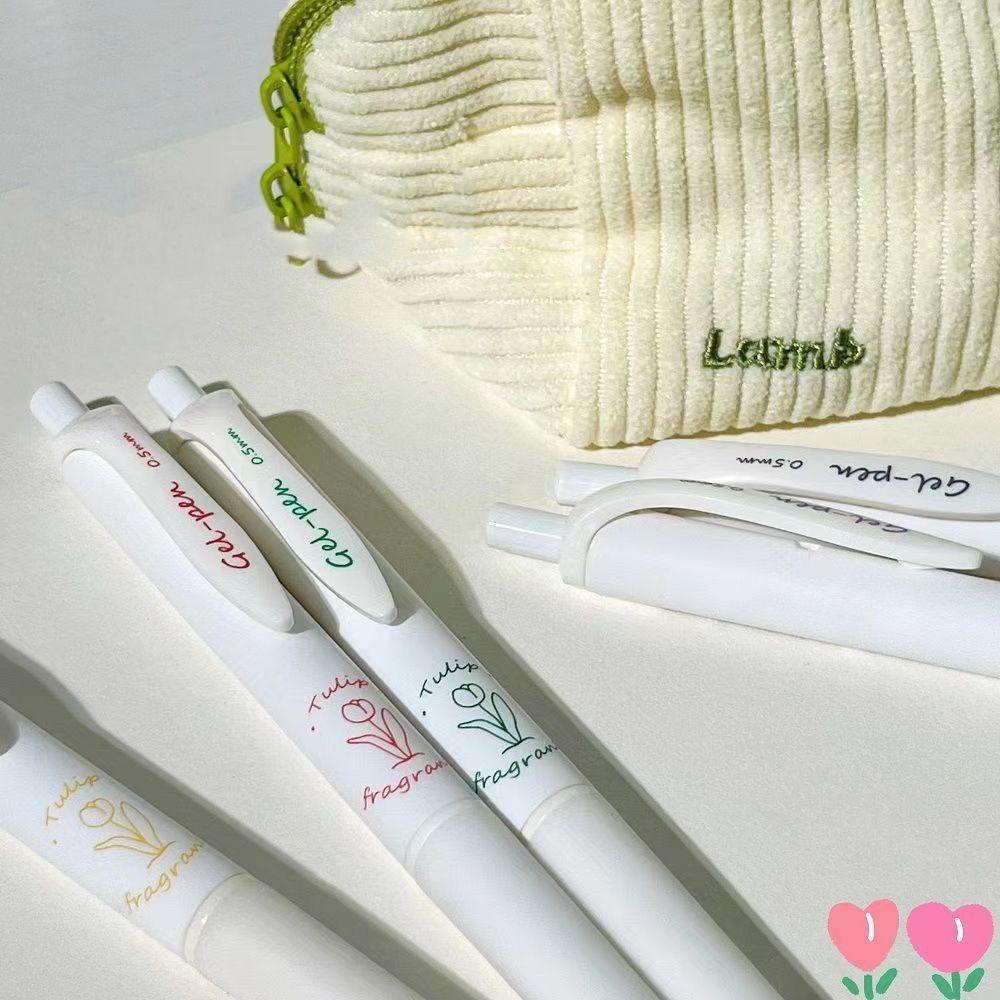 Top 6PCS/Set Gel Pens Mutil-styles Alat Tulis Tulip Dekorasi Signature Pen