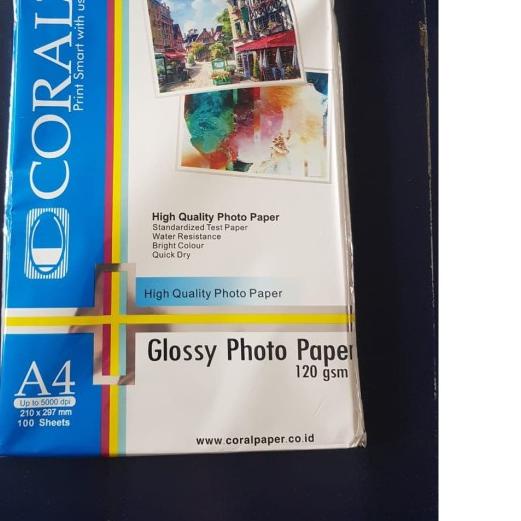 

Coral Glossy Photo Paper A4 120 gsm 100 lbr / Kertas Foto Brosur