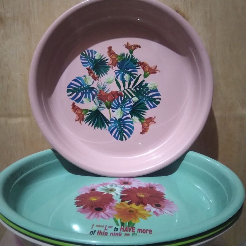 Nampan Plastik bulat motif bunga/Nampan great 127