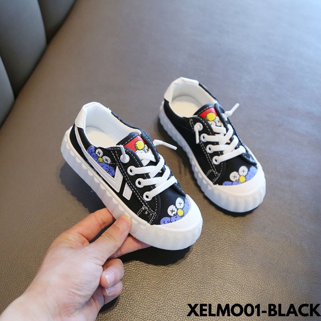 SEPATU ANAK BERTALI PRAKTIS LANGSUNG SLOP AJAH AUTO BAHAN CANVAS IMPORT ELMO01