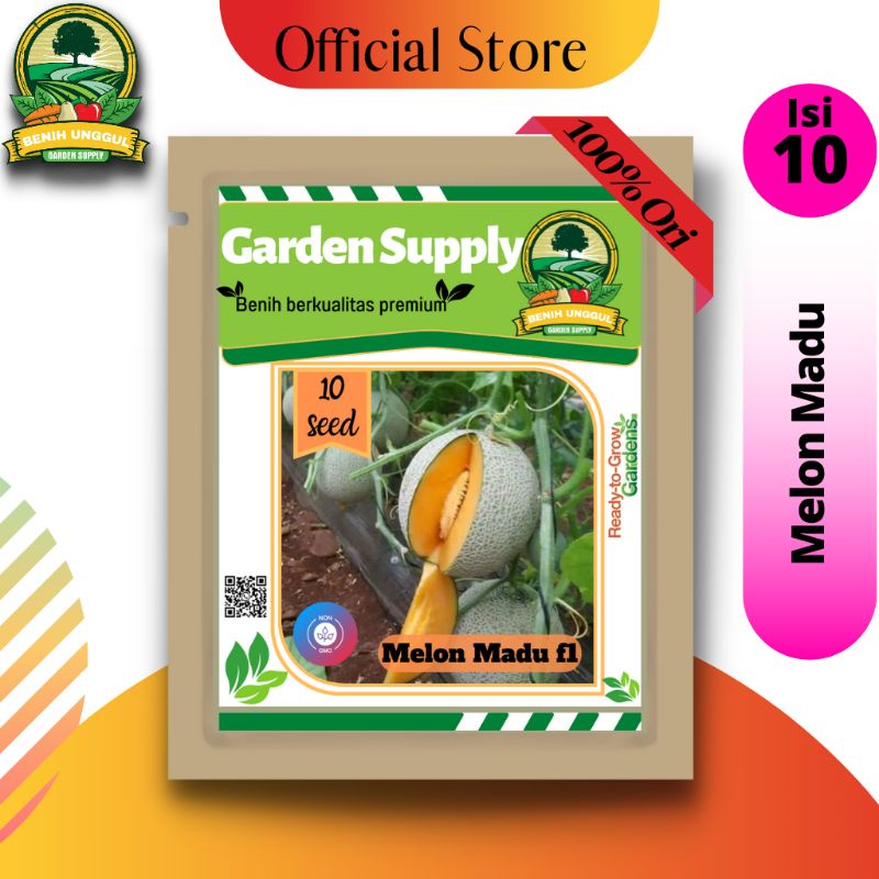 GARDEN SUPPLY Bibit 10 Biji Benih Melon Madu Super Manis Jumbo Hibrida F1 Buah Lebat