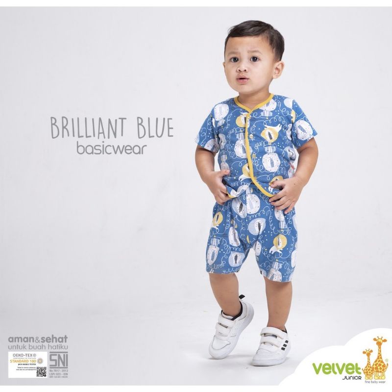 VELVET JUNIOR - SETELAN PENDEK KANCING DEPAN - BAJU ANAK - BAJU BAYI - SET BAJU ANAK
