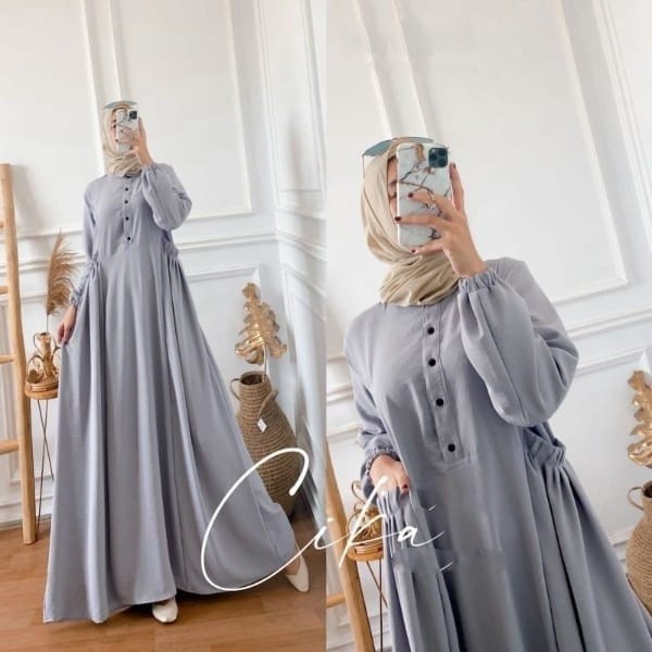 CIKA DRESS MAXY BAHAN CRINKLE GAMIS  WANITA TERBARU