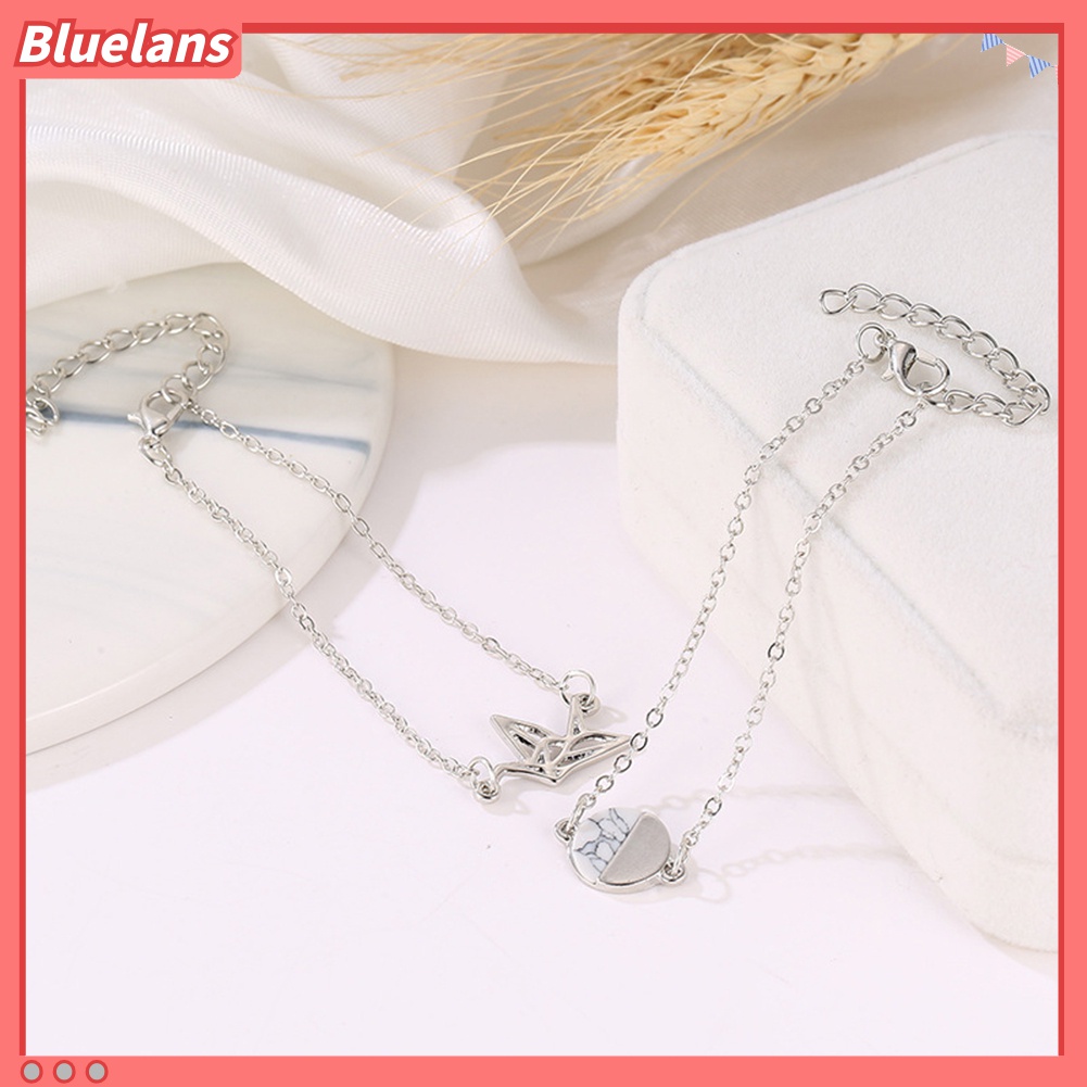 2pcs / Set Gelang Rantai Bentuk Merpati Bulat Model Hollow Untuk Wanita