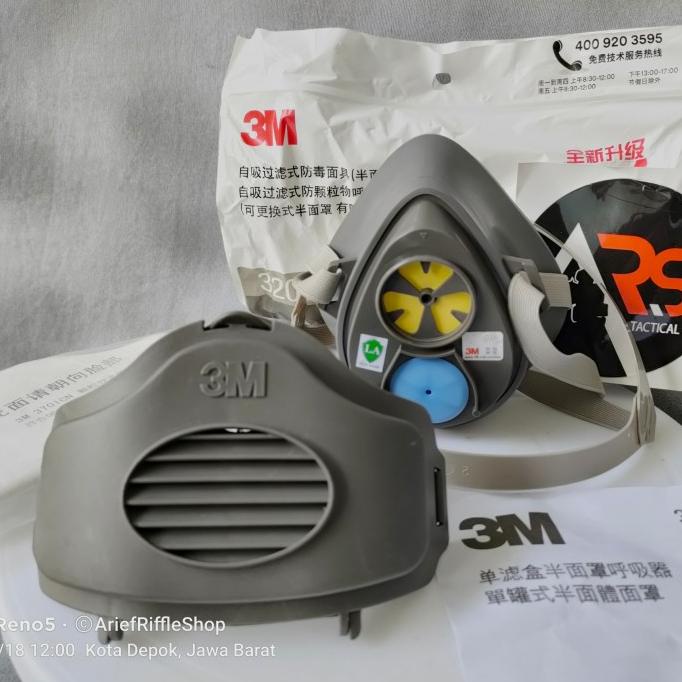 masker 3M 3200 Set Half Face mask respirator single Cartridge ORIGINAL 25-ariefriffleshop dijamin