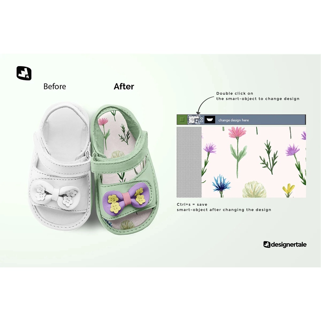 Topview Baby Sandals With Bow Mockup