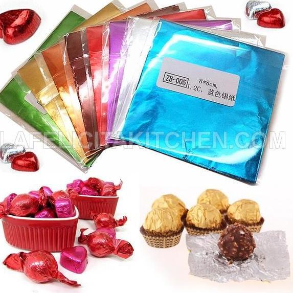 

10.10 MALL 100PCS 8X8CM GOLD ALU FOIL PEMBUNGKUS EMAS FOOD CAKE KUE ART IMPORT DEKORASI KERTAS DIY COKLAT DIY 