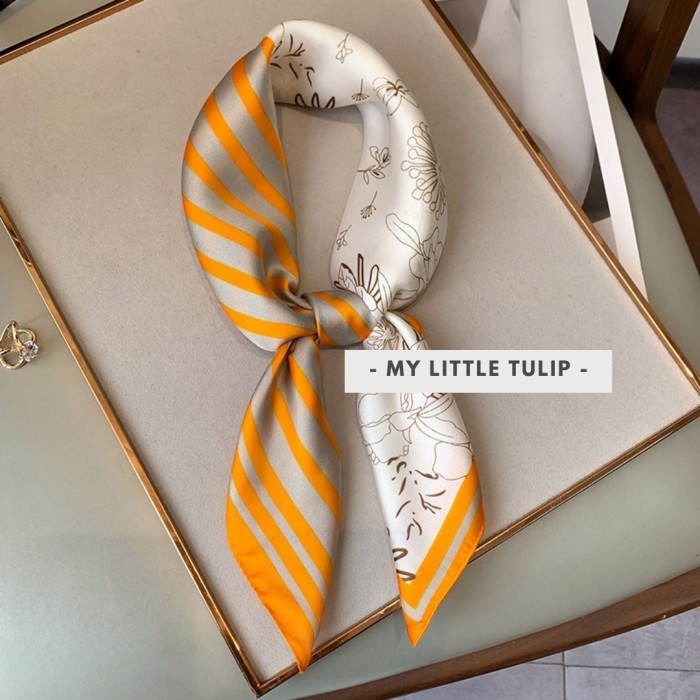 Scarf Scarf Leher Wanita 70X70 Motif Bunga / Scarf Leher / Scarf Tas Elegant