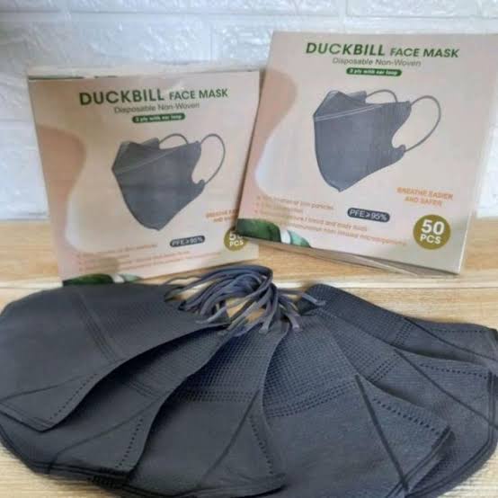 Masker Duckbill Abu Grey Isi 50 Pcs Hitam Putih Murah Tebal