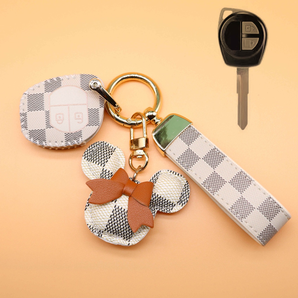 Cover Kunci Mobil 2 Tombol Bahan Kulit Untuk Suzuki Sx4 / XL 7 / Grand Vitara / Swift S292