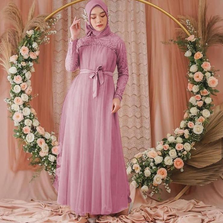 Menarik Maxi mikayla/Gamis brukat/gamis terbaru 2021/gamis modern wanita/gamis termurah/baju gamis m