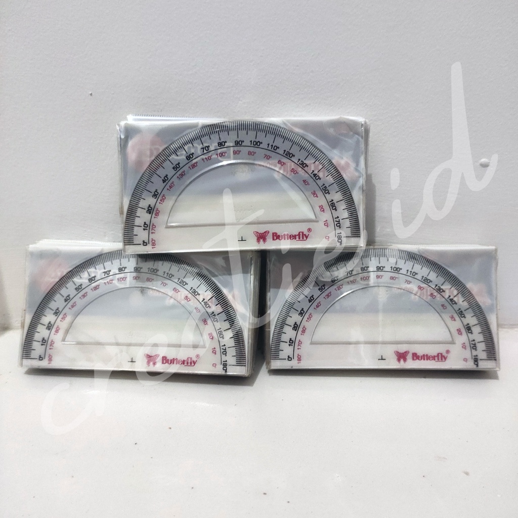 

PENGGARIS BUSUR BUTTERFLY PROTRACTOR 180 DERAJAT 12 CM / 10 CM