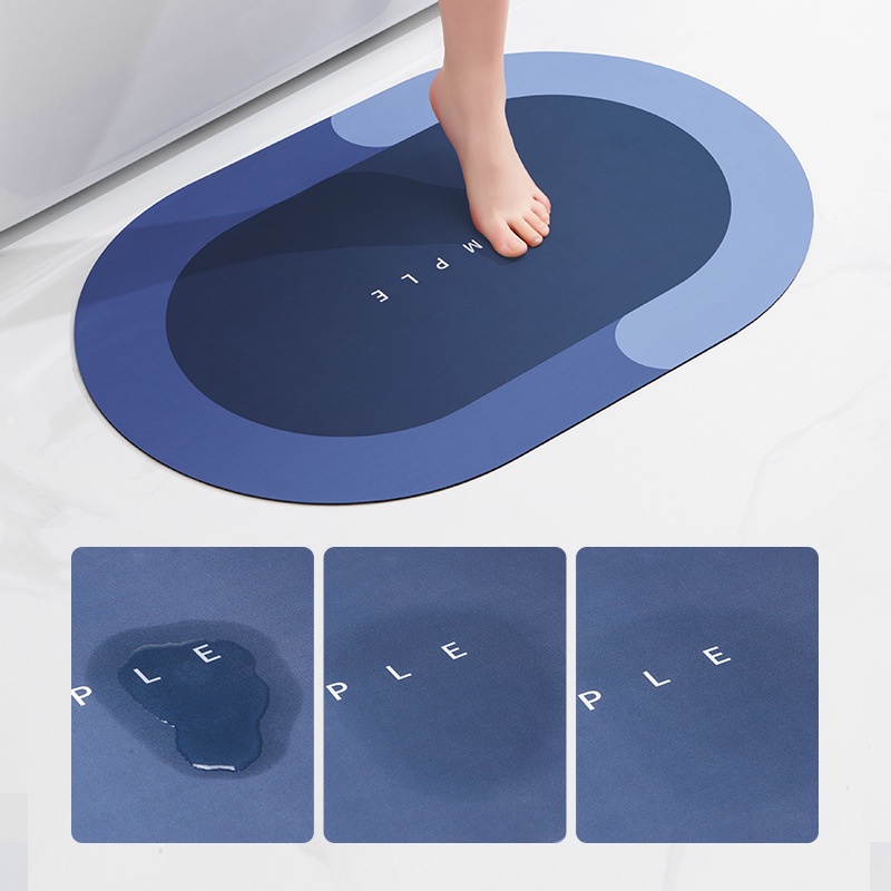 AVVET Karpet Kamar Mandi Bentuk Oval Keset Kaki Anti Slip Bathroom Carpet Menyerap Air Anti Licin