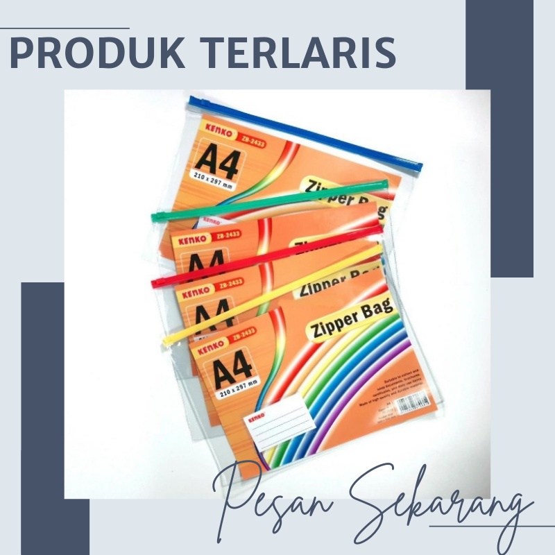 

Zipper Bag A4 Kenko Kantong Kantung Map Dokumen Plastik PVC Transparan