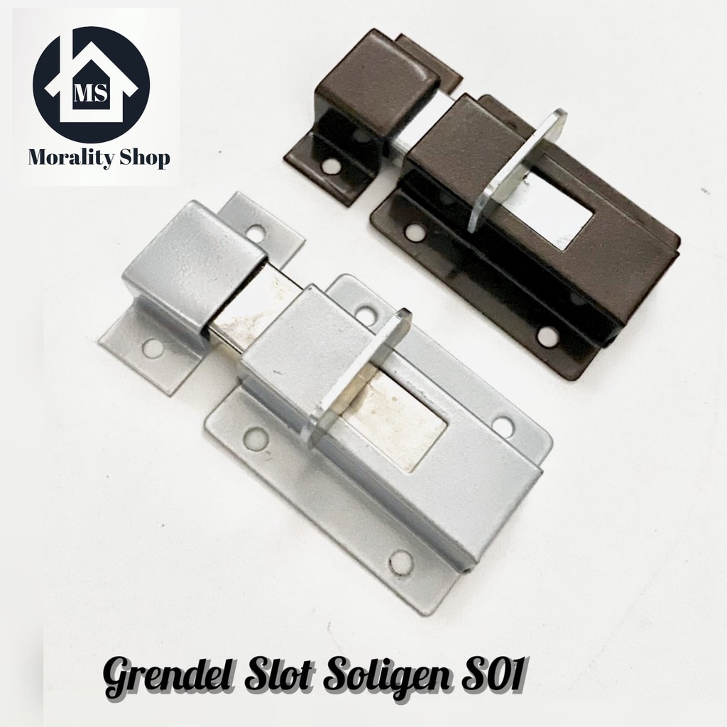 Kunci Pintu Coklat Soligen MURAH S01 -GrendelPintu Kunci Slot Selot Pintu Jendela Silver Brown