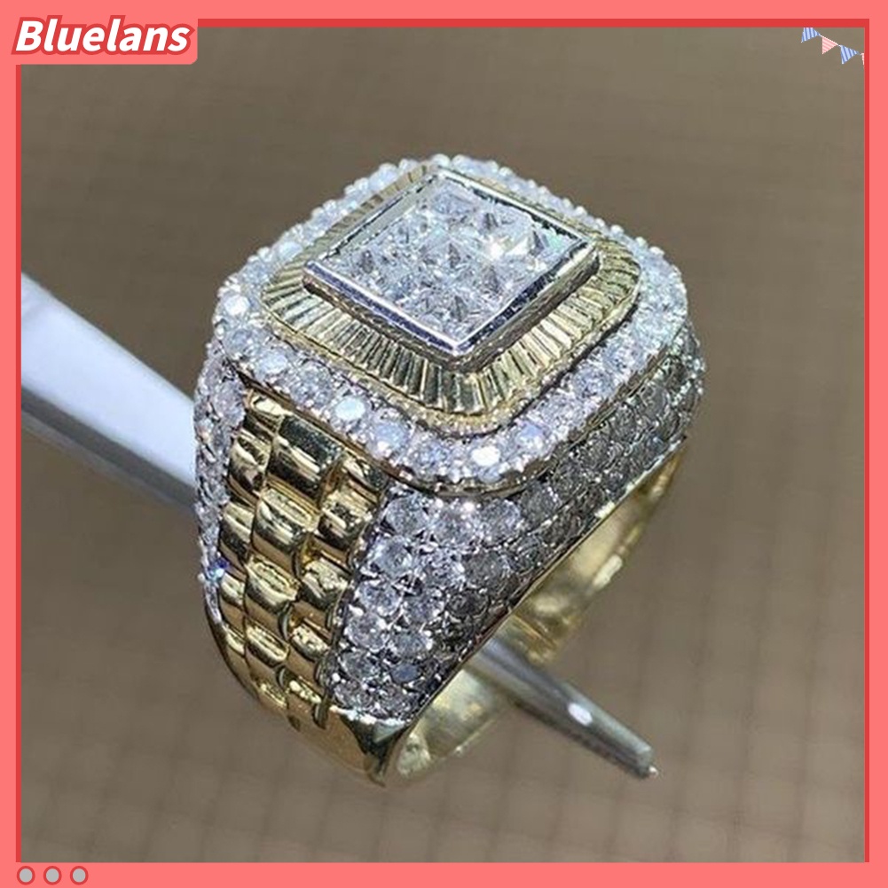 Bluelans Cincin Berlian Imitasi Gaya Hip Hop Untuk Pria