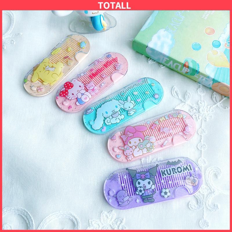 COD Sisir Kecil Plastik  Kartun Lucu Lipat Portabel Sisir Poni  Kuromi Melody Cinnamoroll Kitty-Totall