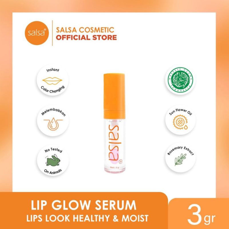 SALSA Lip Glow Serum 3gr - Serum Bibir Original BPOM | Twilight | Coral Nude | Glow