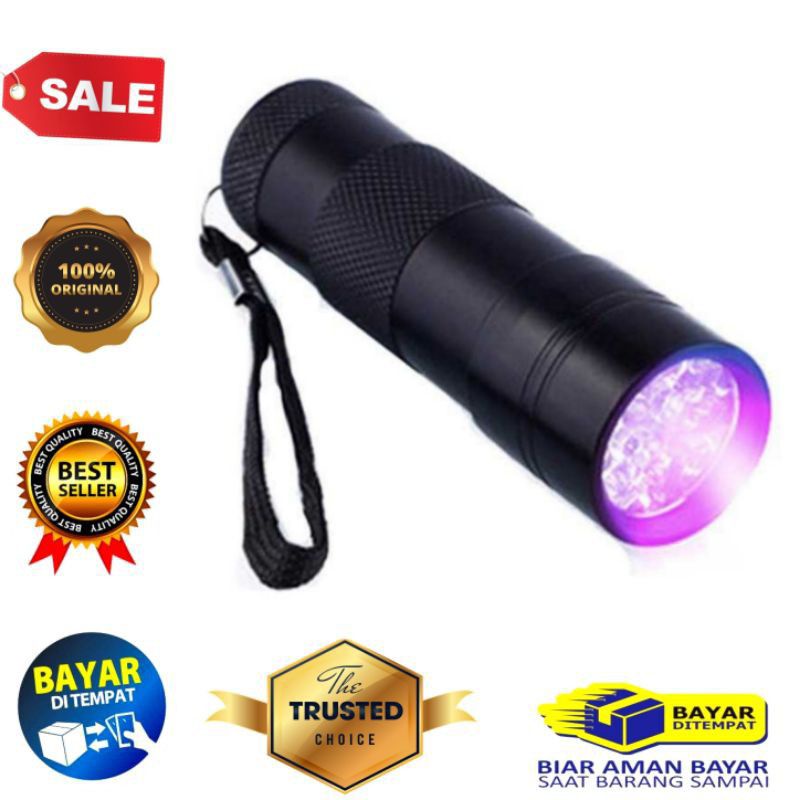 TAFFLED Senter LED Mini Ultraviolet UV 400NM 9 LED Baterai aaa