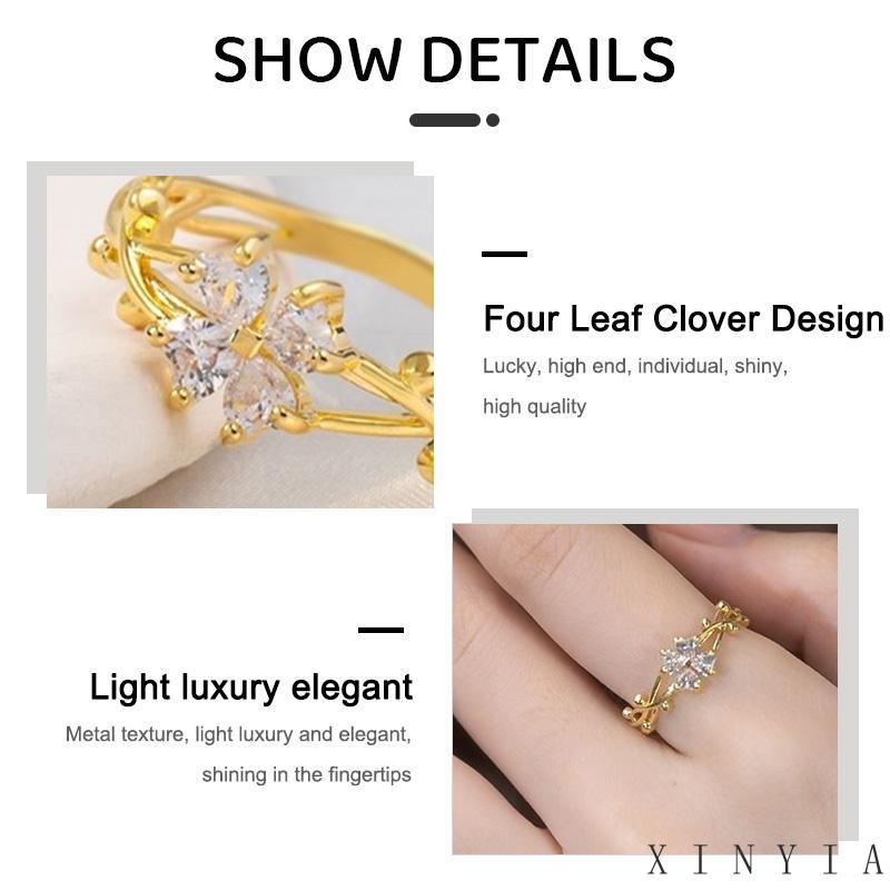 【Bayar di tempat】2023 Gaya Korea Baru Cincin Bentuk Daun Clover Warna Emas Dan Silver Untuk Wanita