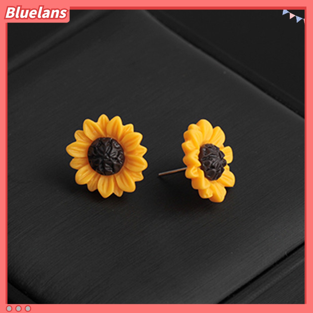 Set Perhiasan Kalung Anting Stud Rantai Klavikula Bentuk Daun Bunga Matahari Untuk Wanita