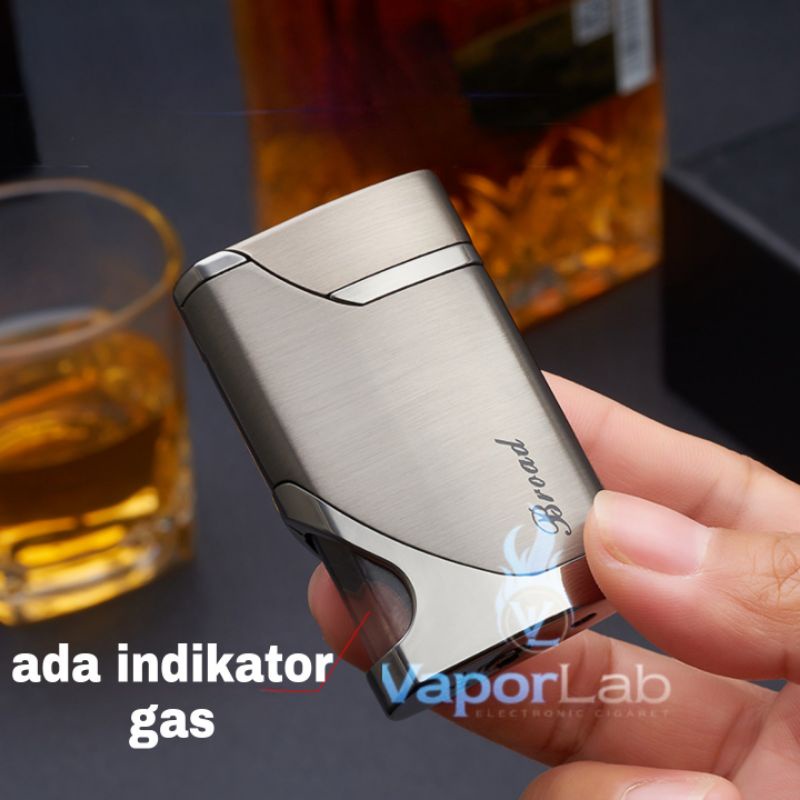 mancis korek api bara BROAD ada indikator gas torch lighter murah unik