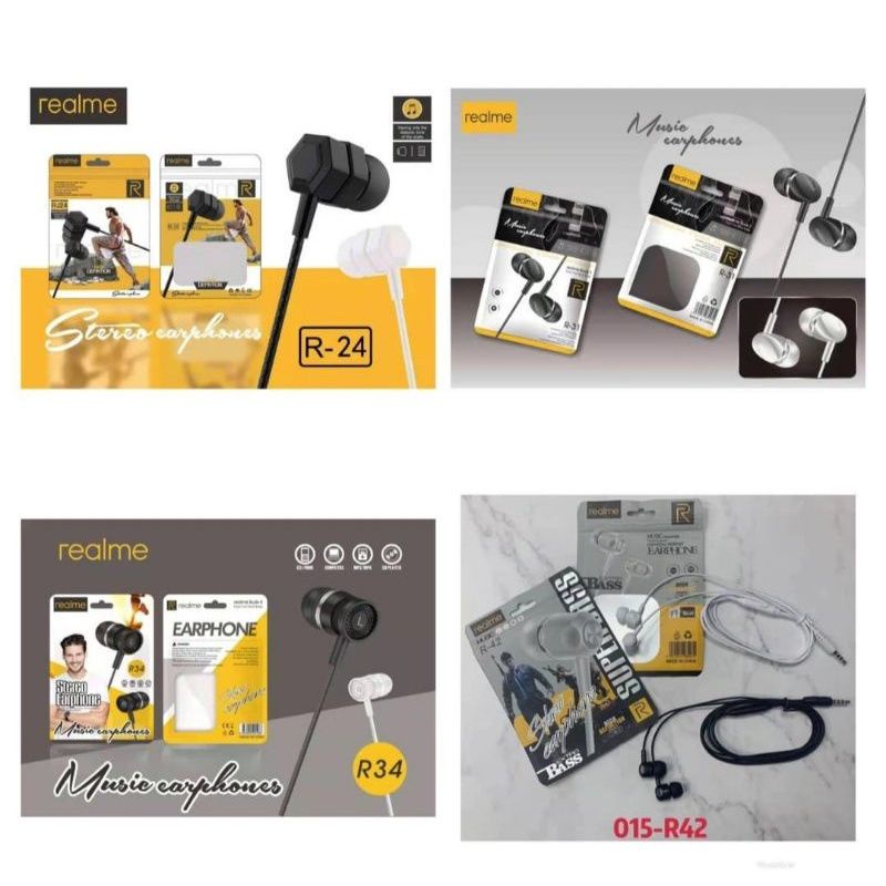 Earphone Headset Handsfree REALME R20 R21 R24 Magnet Extra Bass Mic Stereo