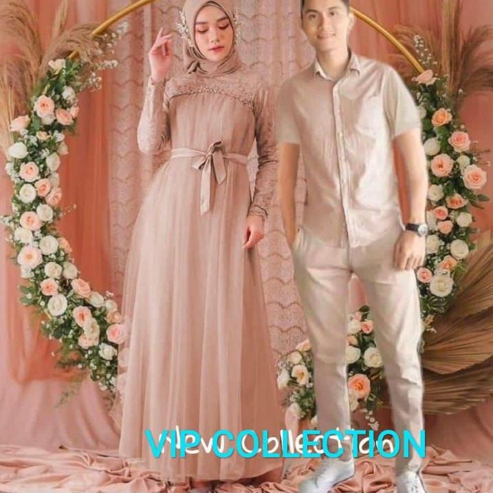 Booming AC - Couple Mikayla/Dress Muslim/Baju Pasangan Muslim/Gamis Muslimah Terbaru/Gaun Pesta Musl
