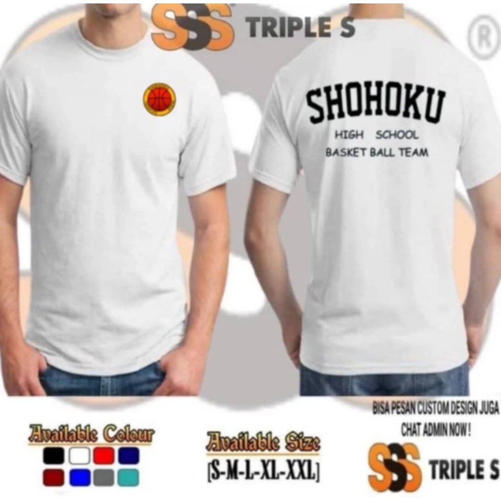 KAOS ANIME SLAM DUNK SHOHOKU HIGH SCHOOL BASKET BALL TEAM SABLON DEPAN BELAKANG
