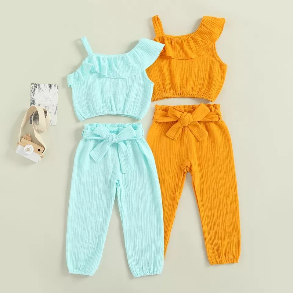 BEFAST - ZTL OOTD Setelan Anak LILUAN / SETELAN ANAK LEONA / Oneset Anak-Anak Ke Pantai / Fashion Anak Perempuan Kekinian / Setelan Anak Perempuan Model Terbaru / Set Atasan Tanktop Tali Satu+Celana Panjang / Setelan Jalan-Jalan / Pakaian Anak-Anak Trendy