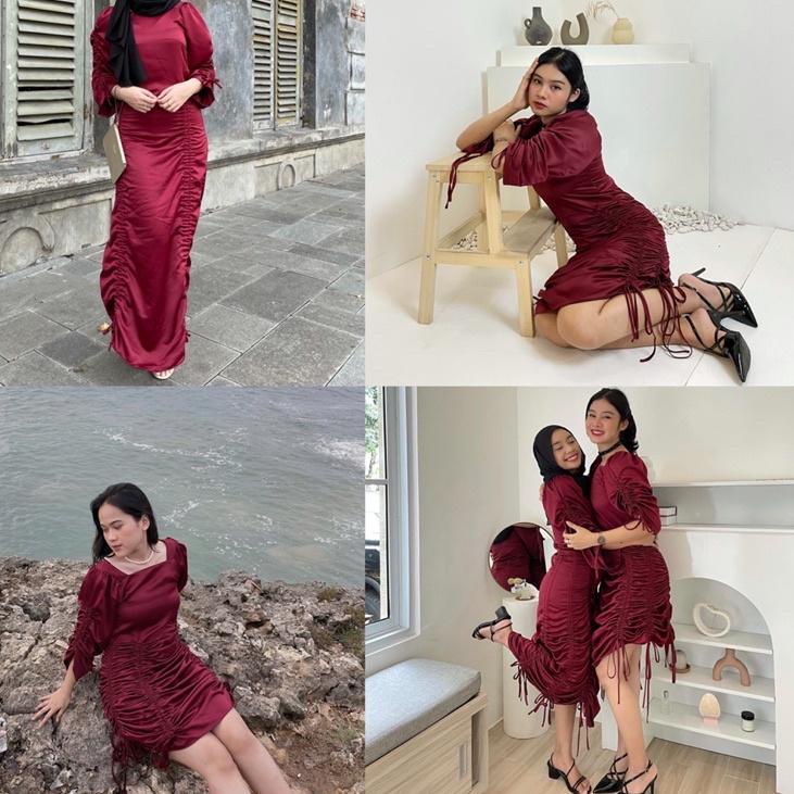 Terbaik Glamour Dress / Prom Dress / Birthday Dress / New year Dress / Satin Dress / Dress pantai / 