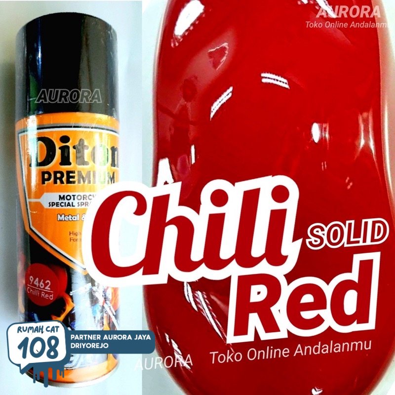 

Rumah Cat - Pilox Diton Premium Chili Red 9462 Merah Cabai Cabe Paprika Cat Pilok pylox 400ml Tahan Bensin | Rumah Cat Mobil dan Motol