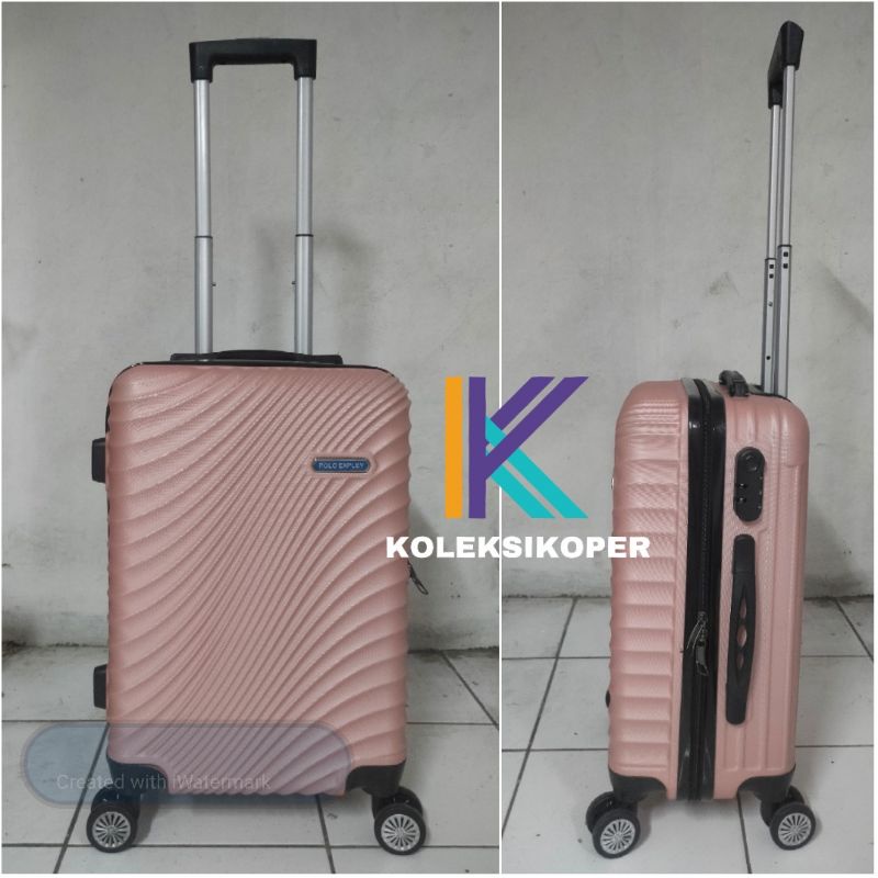 Koper Polo Import Fiber ABS rose gold size Kabin 20 inch