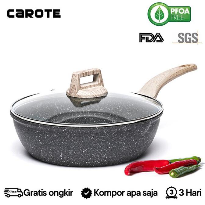 TERMURAH Carote Essential Woody Wajan Penggorengan Besar Anti Lengket Granit /PERALATAN MASAK SET/PA