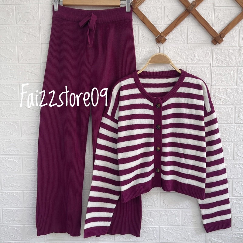 ONESET CARDIGAN BASIC TOP CORLA SETELAN CELANA KULOT