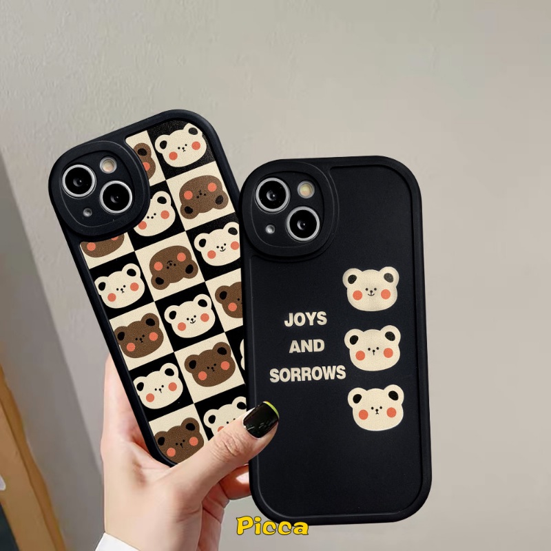 Trendy Lattice Case Realme C53 10 C55 10 Pro Plus C31 C35 C30 C21Y C12 C25Y C15 C2 C25s C20 C17 C21 C11 C20A GT C3 6i 5i 6 8Pro 5s 9i 7i 5 6s 8 8i Kartun Lucu Soft Cover Beruang