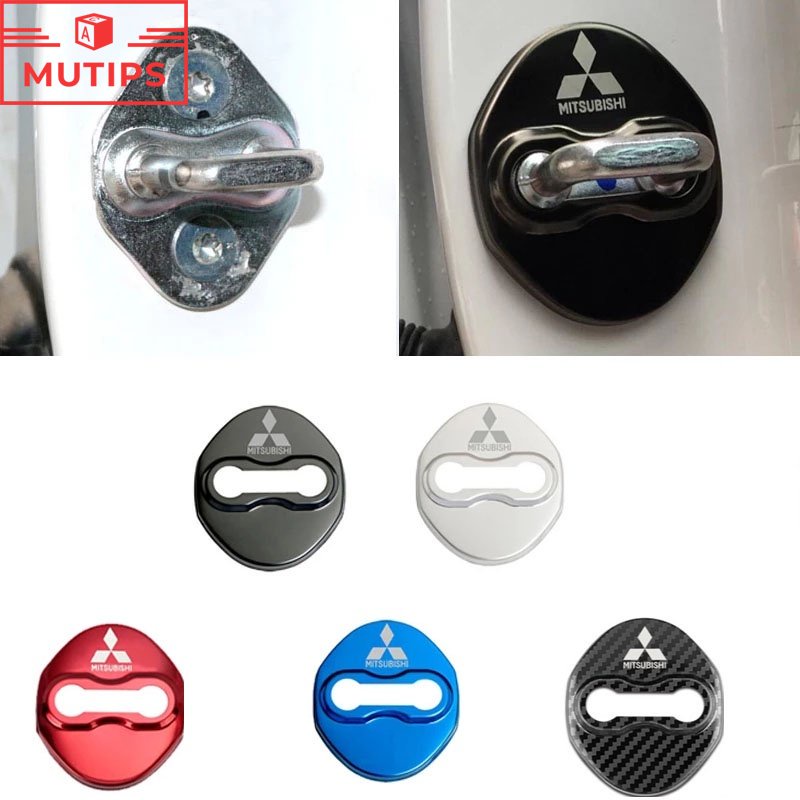 4pcs Stiker Cover Kunci Pintu Mobil Untuk Mitsubishi Xpander Mirage Horse Lancer Pajero Outlander Attrage