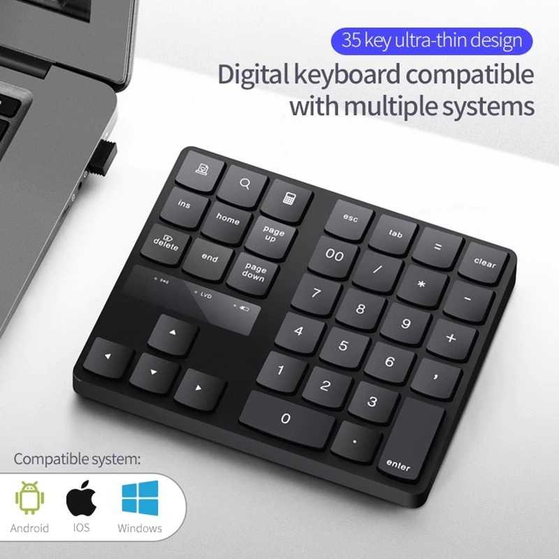 BEESCLOVER Keypad Numeric Multimedia Wireless 2.4GHz 35 Buttons - R57