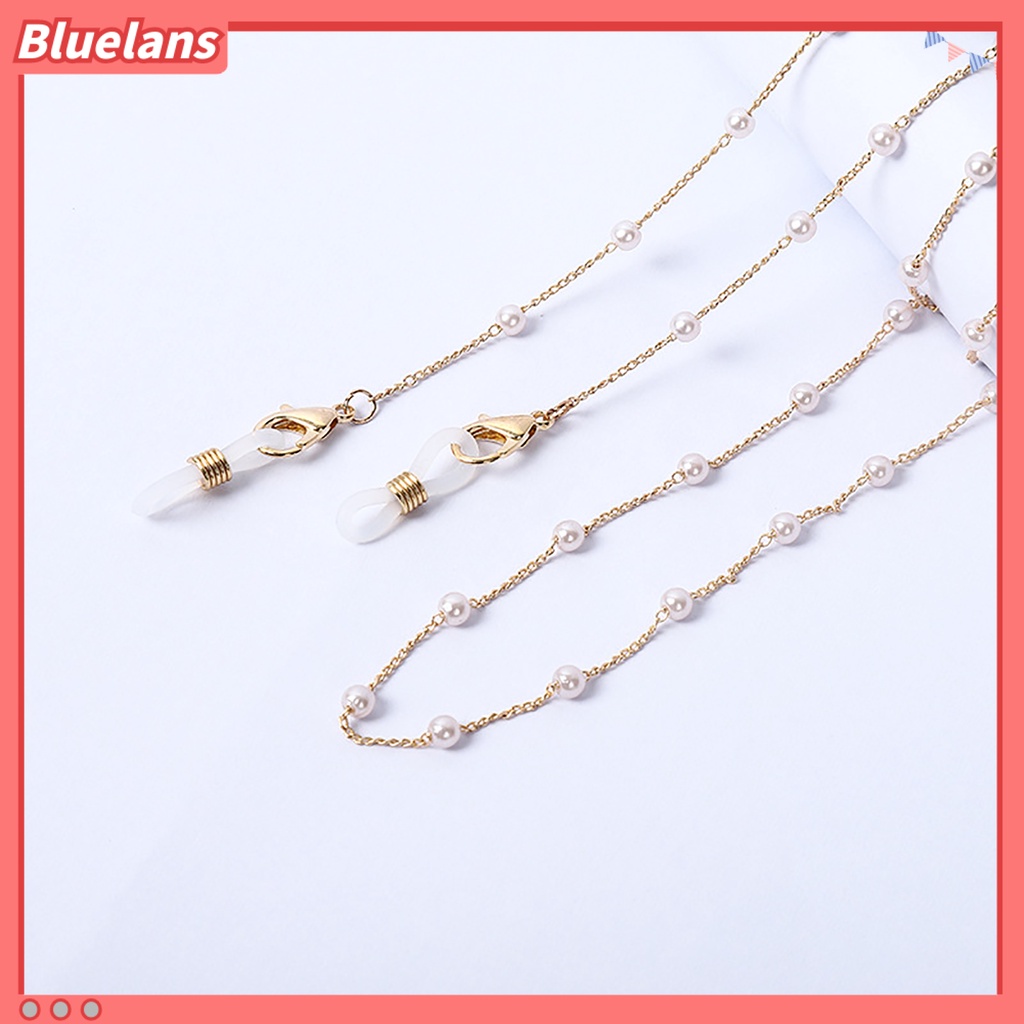 Bluelans Tali Rantai Kacamata Bahan Metal Aksen Mutiara Imitasi