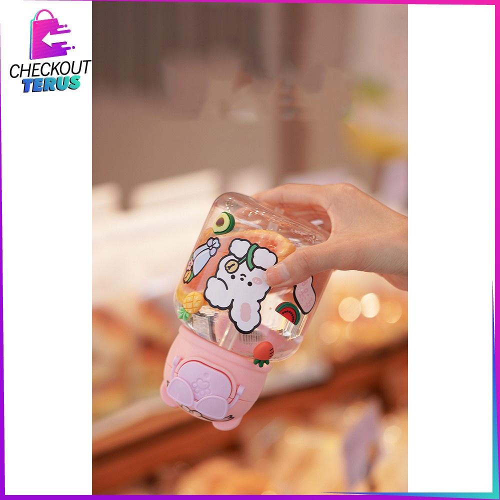 CT C731 C732 Botol Minum Anak Sedotan Motif Boneka Kacamata 500ML  Tumbler Minum Anak Motif Karakter Kartun Gemoy