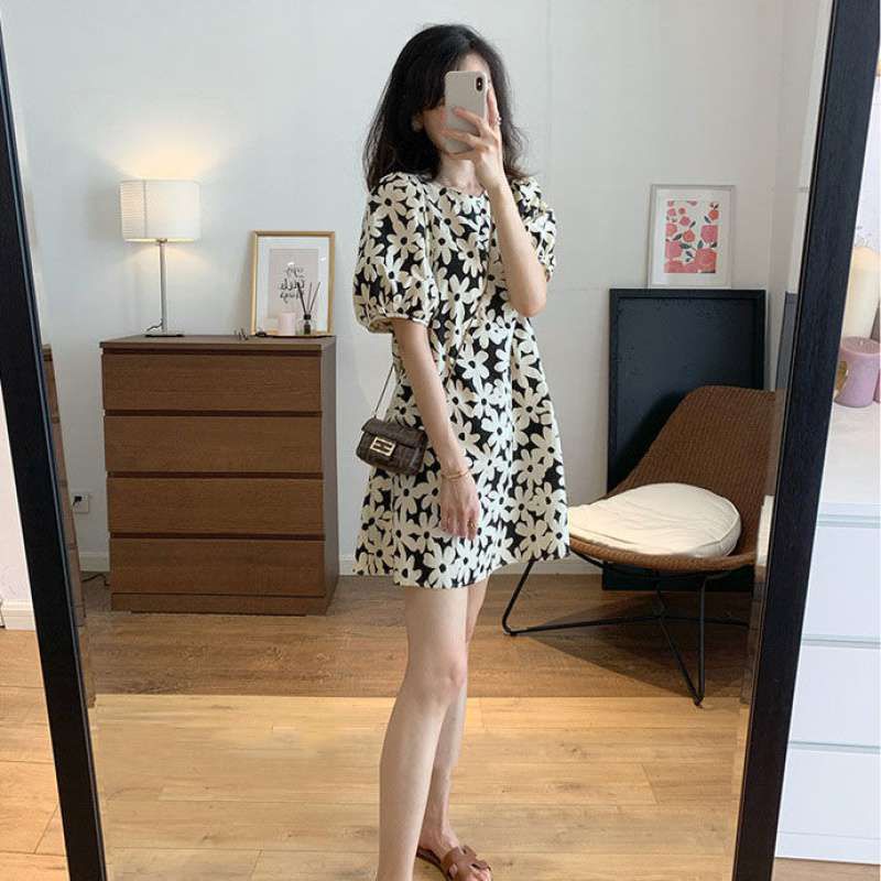 DRESS KOREA MOTIF BUNGA