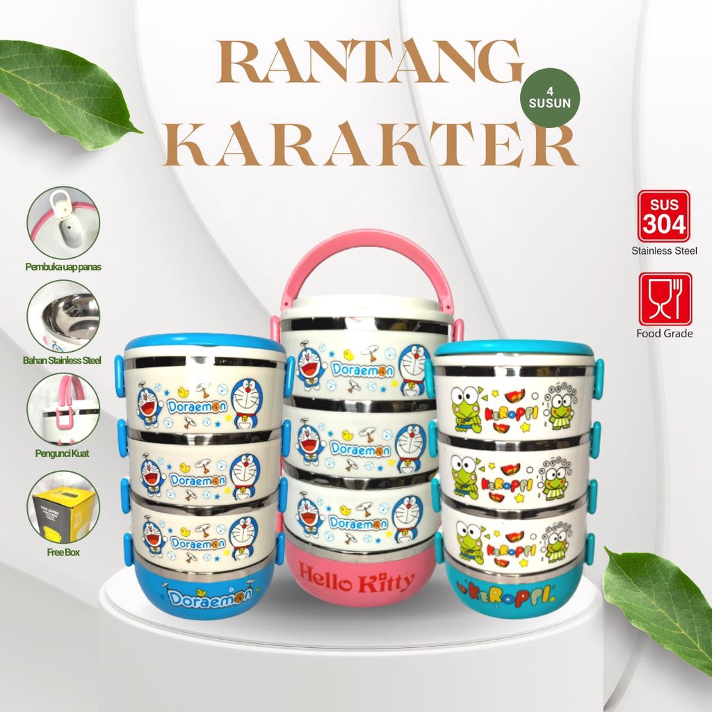 [ORIGINAL 100%] Rantang Lucu 4 Susun Stainless Lunch Box Karakter