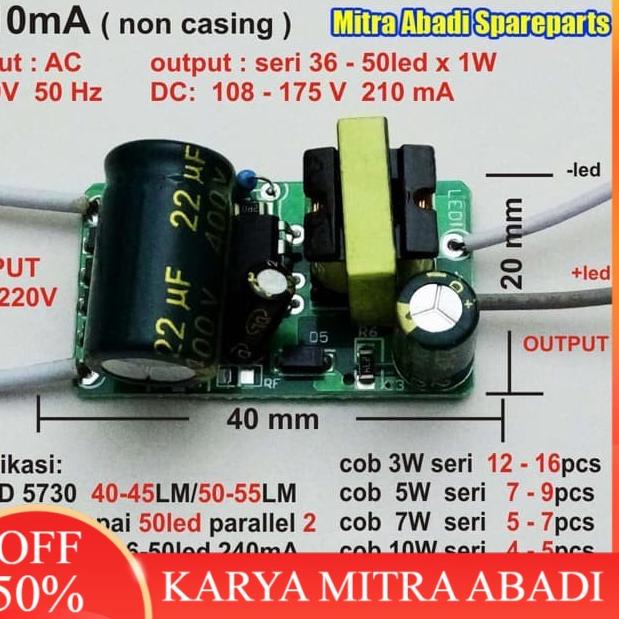 11.11 sale LED Driver (36-50)*1W/1 Watt 210 mA non-Casing TY-QF-036 AC 220V buruan