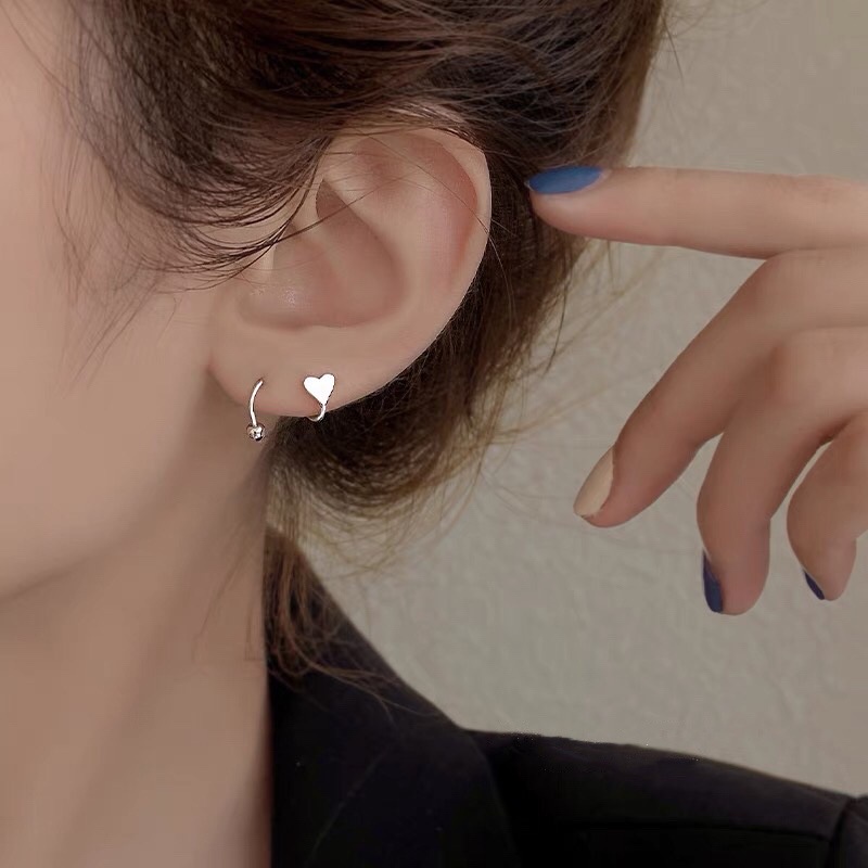 Papaozhu Hypoallergenic Stainless Steel Bintang Hati Spiral Stud Anting Untuk Wanita Gadis Elegan Memutar Tindik Cuff Earring Fashion Telinga Perhiasan Hadiah