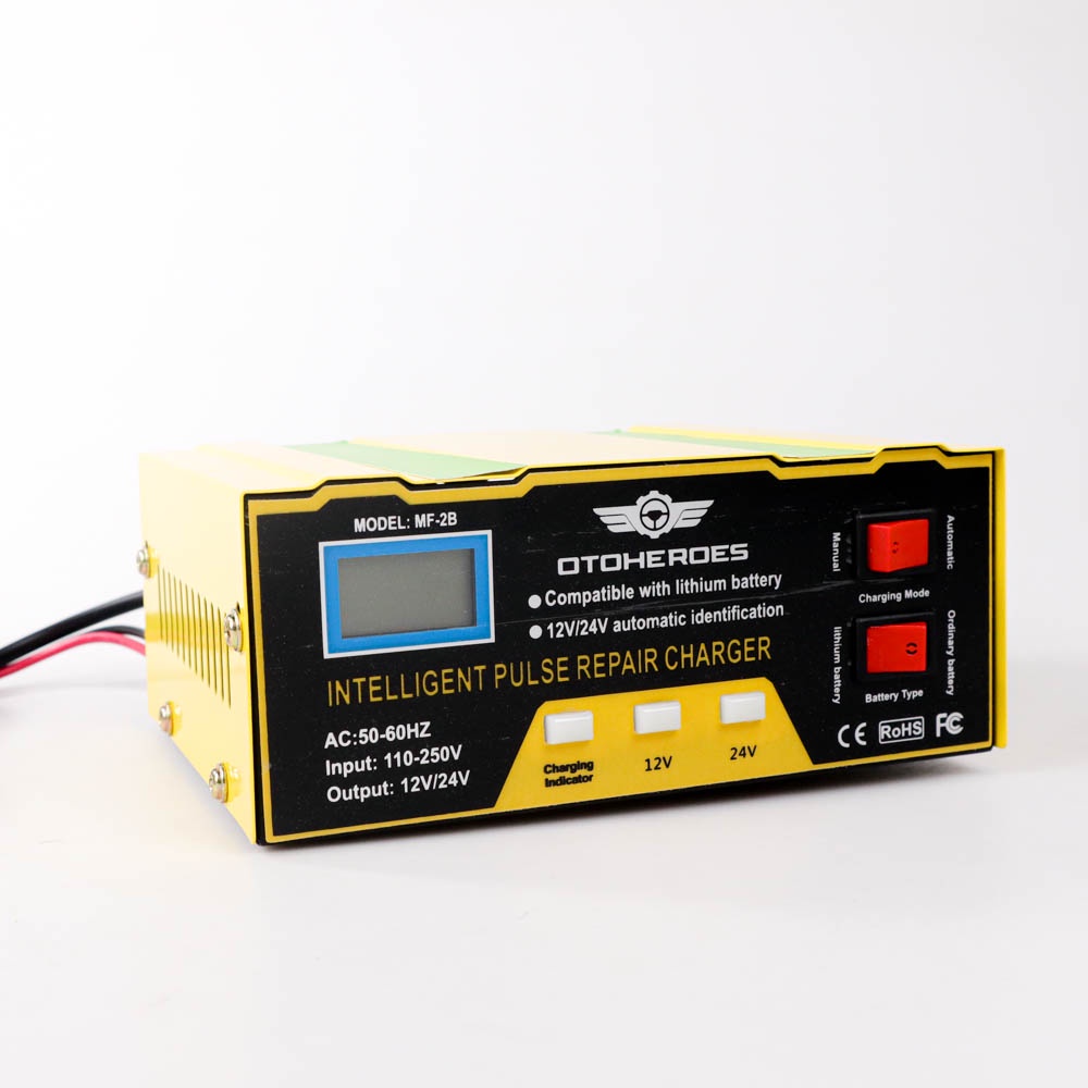 Charger Aki Mobil Lead Acid Smart Battery Charger 12V/24V 6-105AH -WLSH-20B - OMRSIVYL Yellow