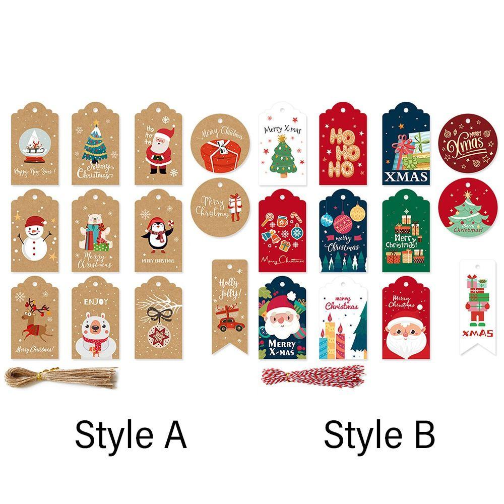 R-FLOWER Kartu Pesta Kraft Tag Natal Santa Claus Kraft Paper Xmas Dekorasi Xmas Label