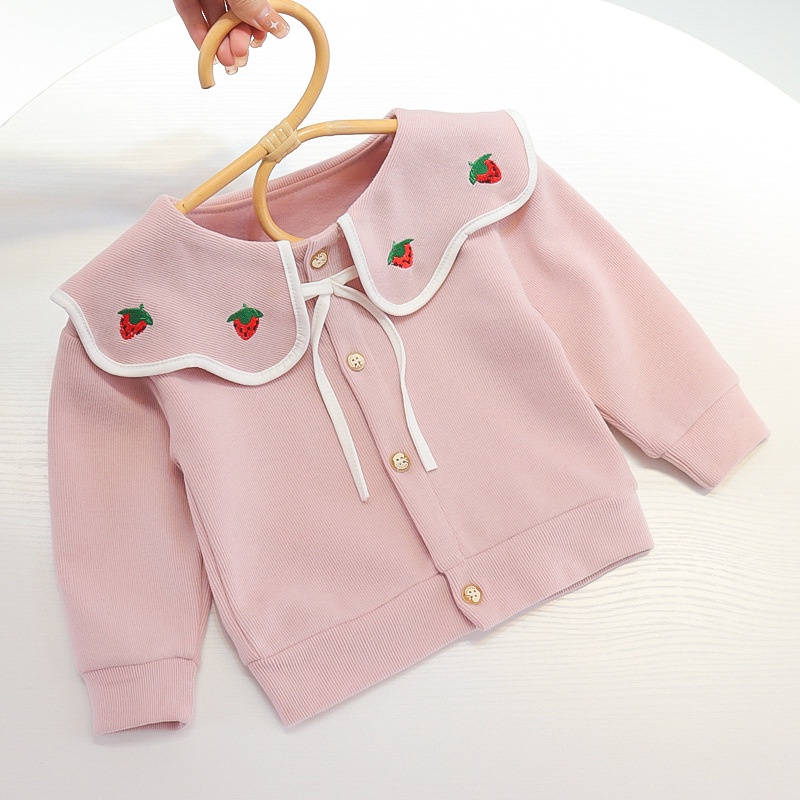 SW11-Jaket Sweater/Cardigan Anak Bayi Perempuan Rajutan Strawbery