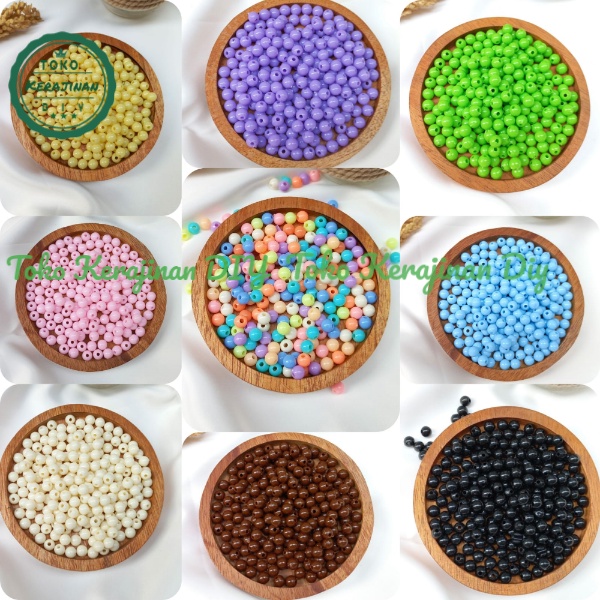 [ 20gr ] Mote Susu Bulat Manik Manik Bulat Pastel 4/6/8mm Bahan Kerajinan DIY