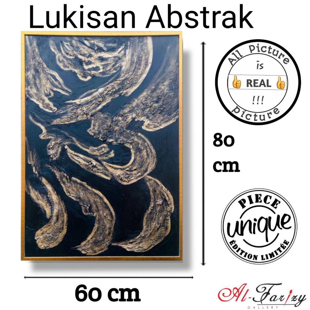 Lukisan Abstrak Tekstur Unik Minimalis Kanvas Ukuran 60x80 cm lengkap dengan frem